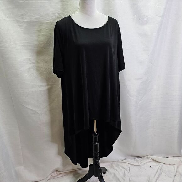 Hanna Nikole Black High Low Short Sleeve Blouse Size 24W - Picture 10 of 11